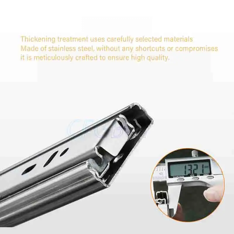 25-45cm Length 25mm 3-fold Drawer Slide Heavy Duty Black Stainless Steel Damped Ball Bearing Roller Rail