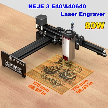 NEJE 5 A40640/E40 80W CNC cortador de grabado láser máquina de grabado de acero inoxidable impresora herramienta de marca DIY con aplicación Bluetooth