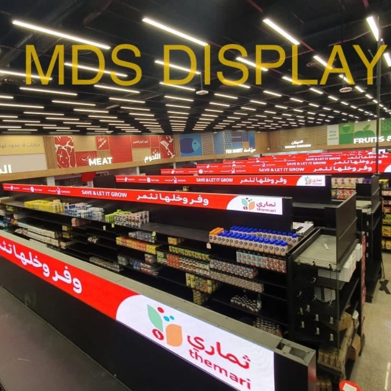 

MDS p1.25 300*60mm Clear Easy Control Retail Advertising Smart Supermarket Display Rack SMD Led Shelf Screen Signages Ariaa