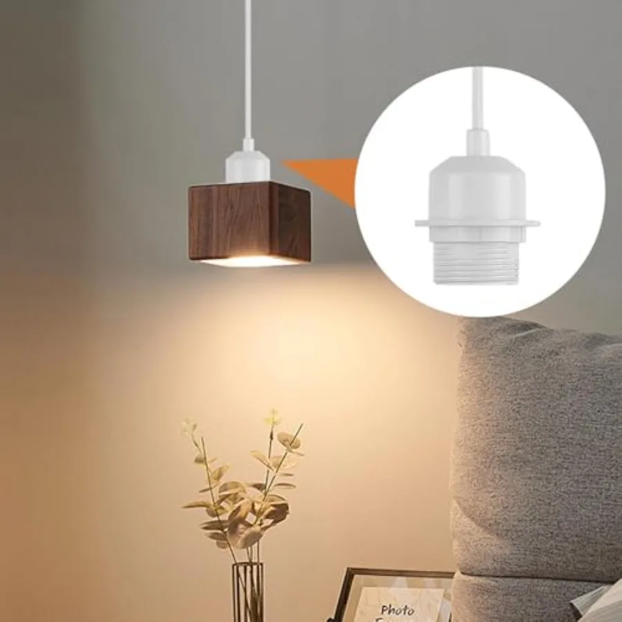 2 Pack Vintage Pendant Light Kit, Farmhouse E27 Base Industrial Lamp Lantern Socket Canopy Kit Cord Holder, DIY Hanging Light C
