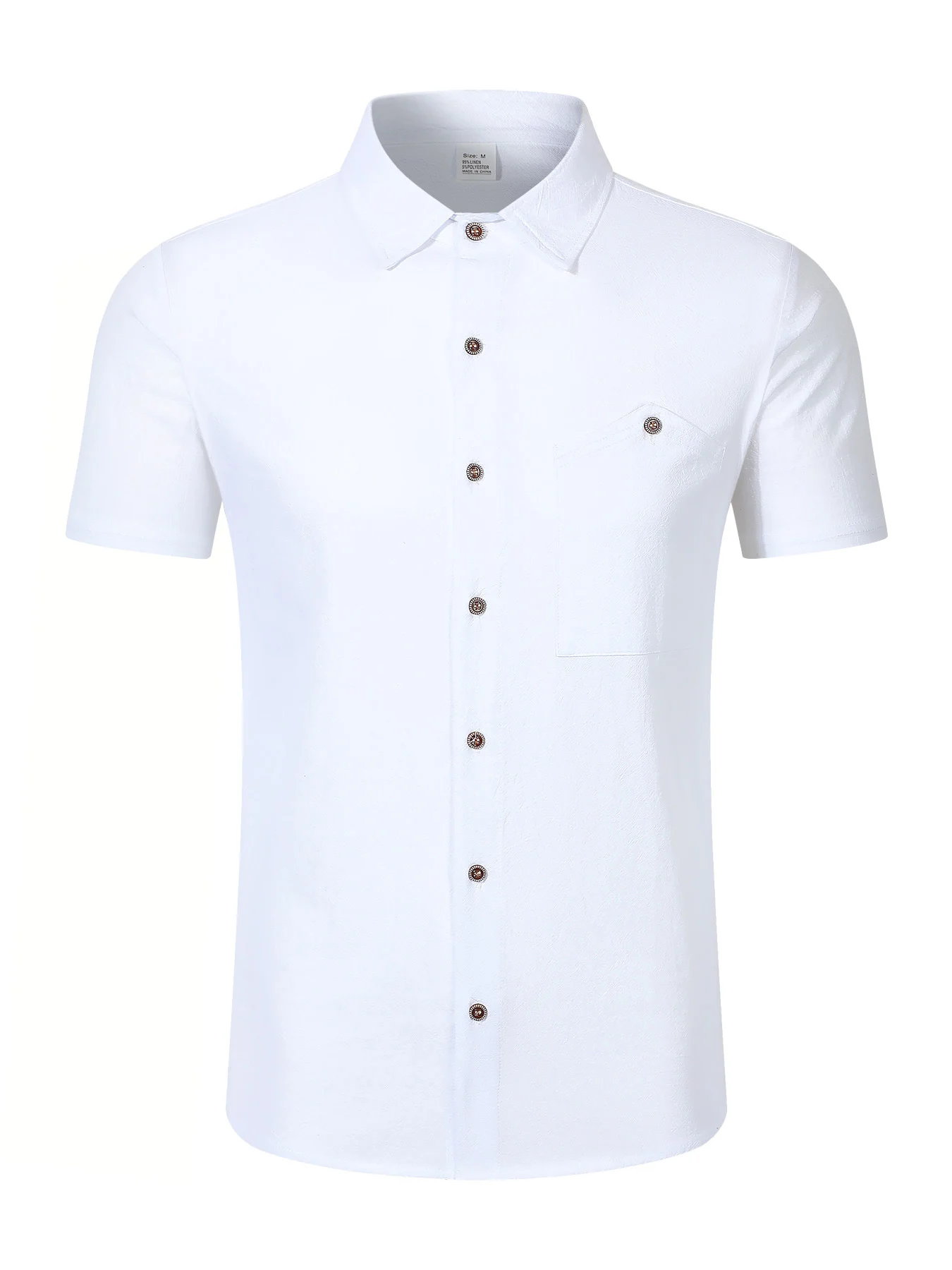 

White Short Sleeve Shirt for Men – Breathable Summer Vacation Shirt with Pocket