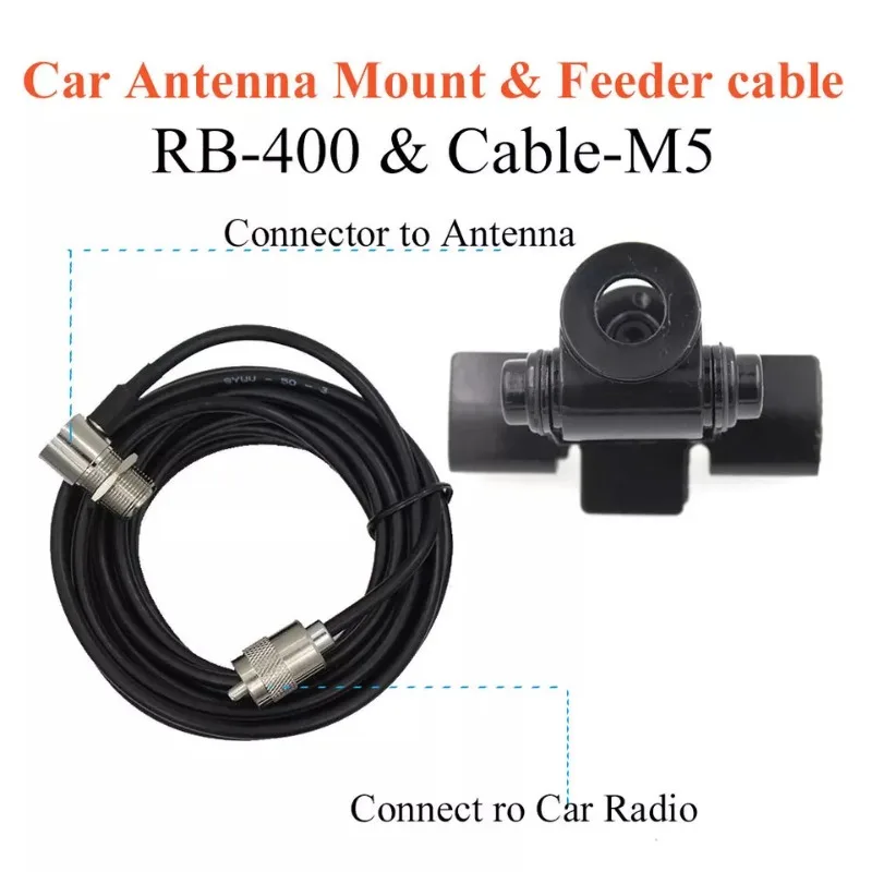 Antenna diamantata SG-M507 144/430 MHz Set di antenne radioamatori dual band con clip per auto RB-400 Cavo da 5 m per autoradio Kenwood ICOM TYT