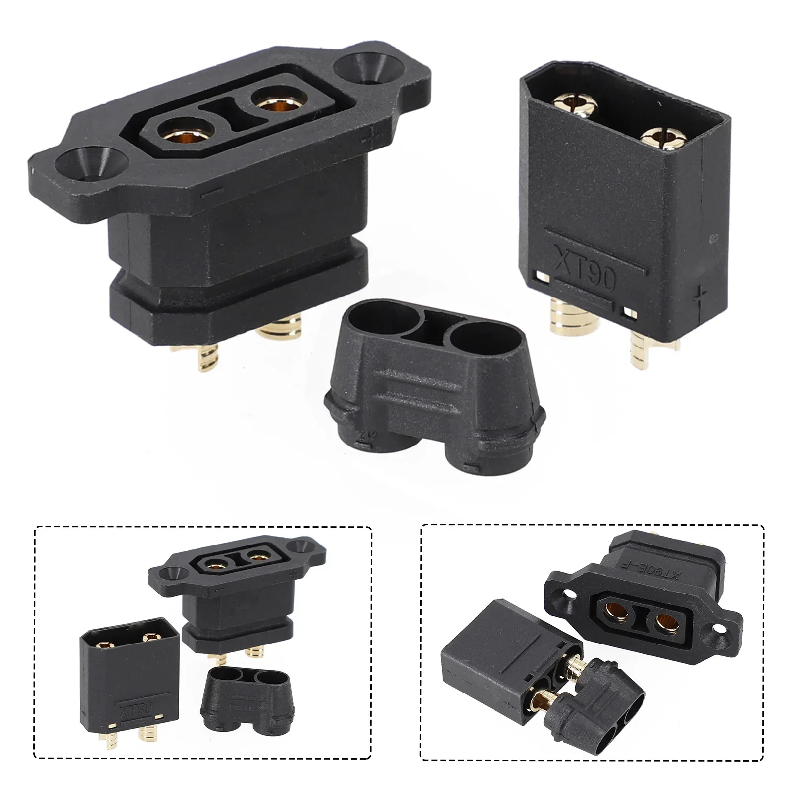 Metal + Plastic Shell XT90 Lithium Battery Charging Port Plug Fixed Base Electric Vehicle Connector Easy To Use