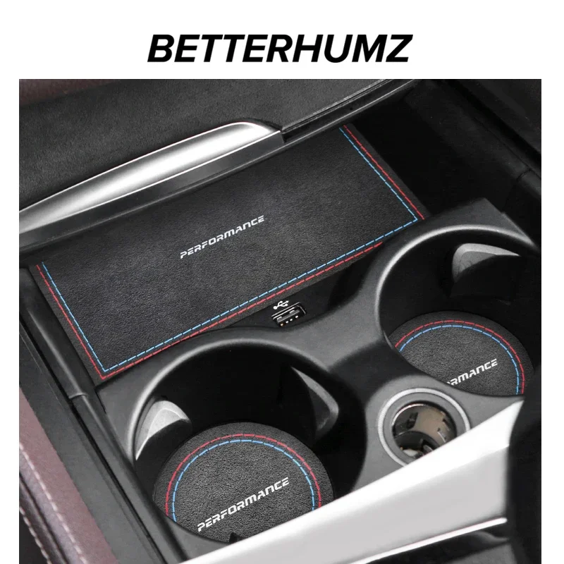 Made of Alcantara For BMW G30 G32 G38 Series 5 6 GT Storage Cup Holder Anti-slip Mat MP Carbon Fiber Car Interior Accessories