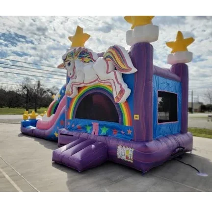 Shining Star Dream Unicorn Inflatable Castle Bouncer with Water Pool for Summer Party