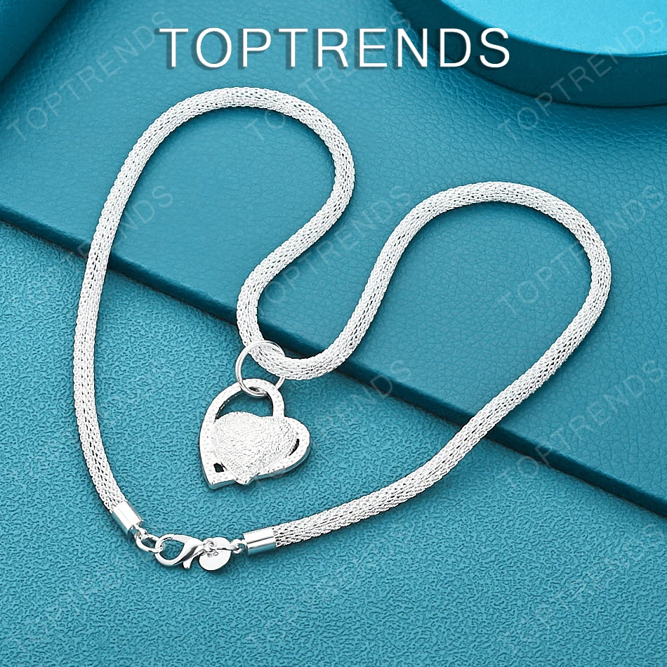 Hot-Selling 925 Sterling Silver Heart Mesh Chain Necklace Fashion New Jewelry For Men Women Anniversary Party Gift Accessories