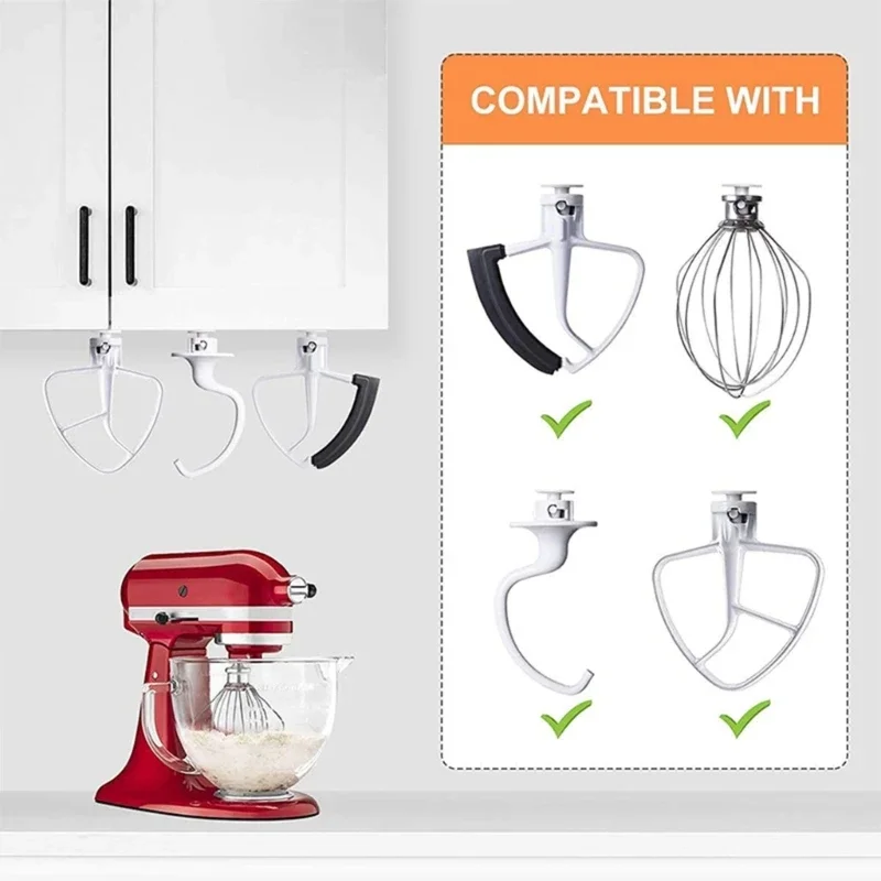 Kitchen Stand Mixer Accessory Stand Hanger Under Cabinet Dough Hook Storage Easy to Install4Pcs Mixer Attachment Holder