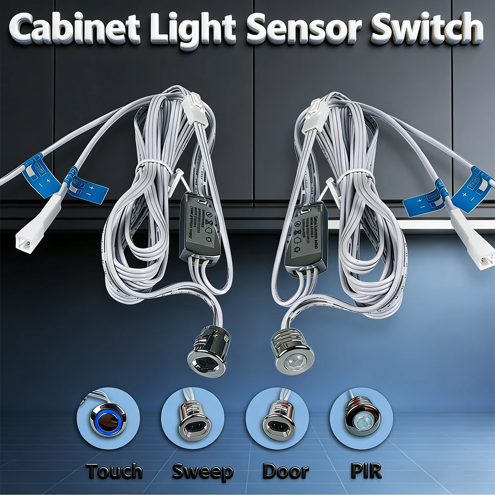 Door Control Masking Type Sensor Mini Touch Sensor LED Lamp Sensing Switch DC 12-24V 5A Cabinets DuPont Connector Cable