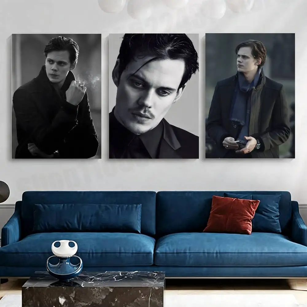B-Bill Actor S-Skarsgard Vintage Retro Poster Sticker Classic Art Painting for Home Bedroom Cafe Office Wall Decor