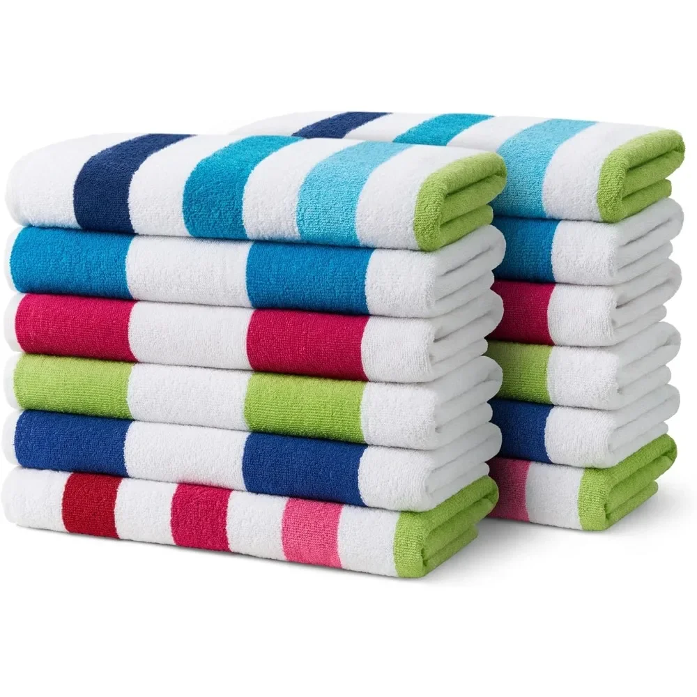 Stripe Beach & Pool Towel Large Cotton Terry Beach Towel Soft & Absorbant Assorted Colors 30