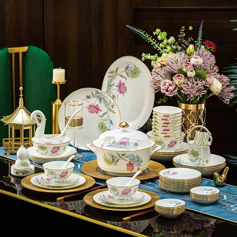 Juegos de Vajilla Modernos y Únicos, Diseño Estético y Elegante, Juegos de Vajilla de Diseñador de Lujo, Vajilla de Porcelana Navideña
