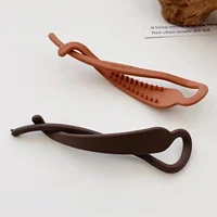 2PCS Matte Hair Clamps, Black & Brown Banana - Shaped Clips, Trendy Hair Accessories for Women's Chic Updos - Image 6