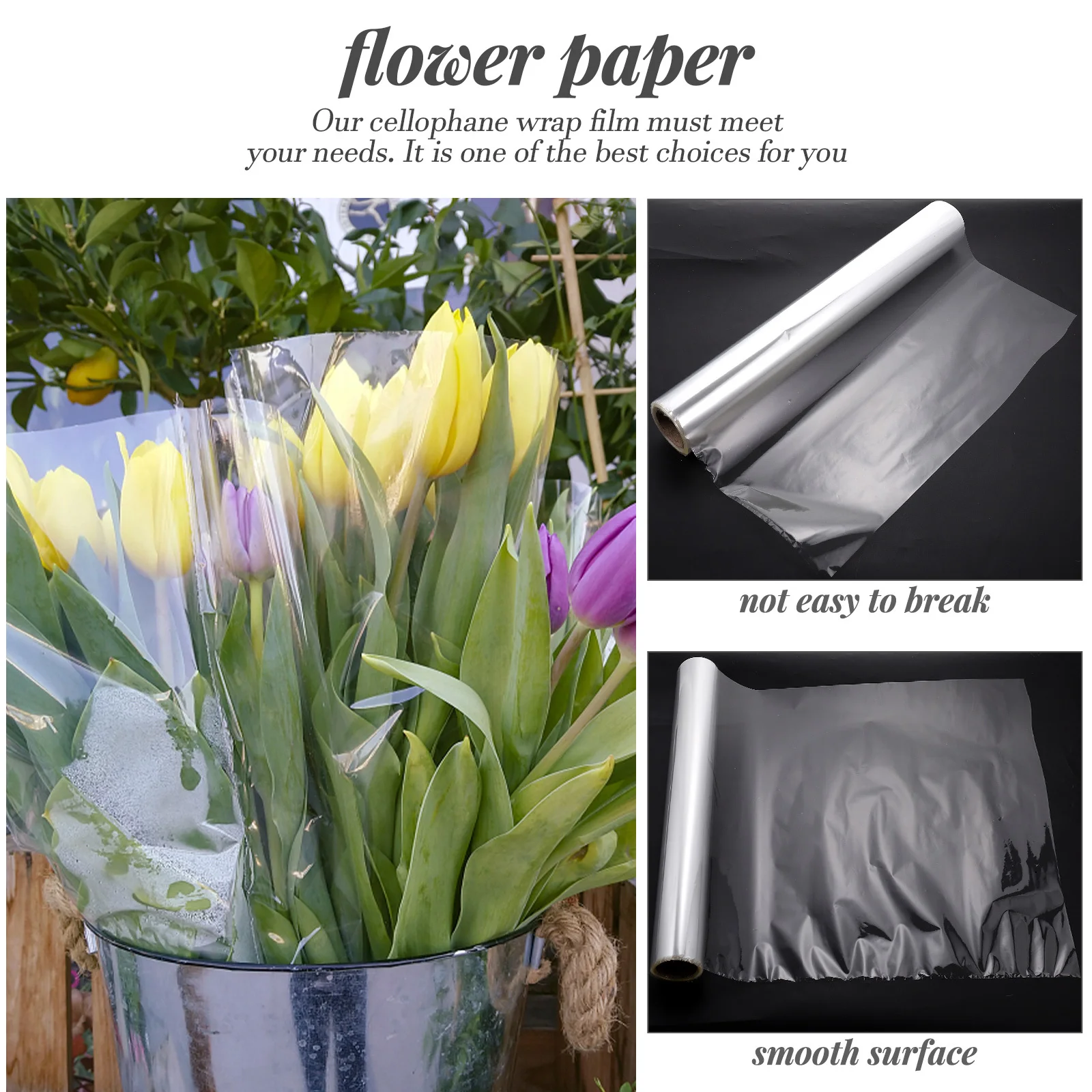

1 Roll Cellophane Wrap For Flowers Flower Packaging Film Decorative Gift Wrapping Material Bouquet Wrapping Paper Wedding