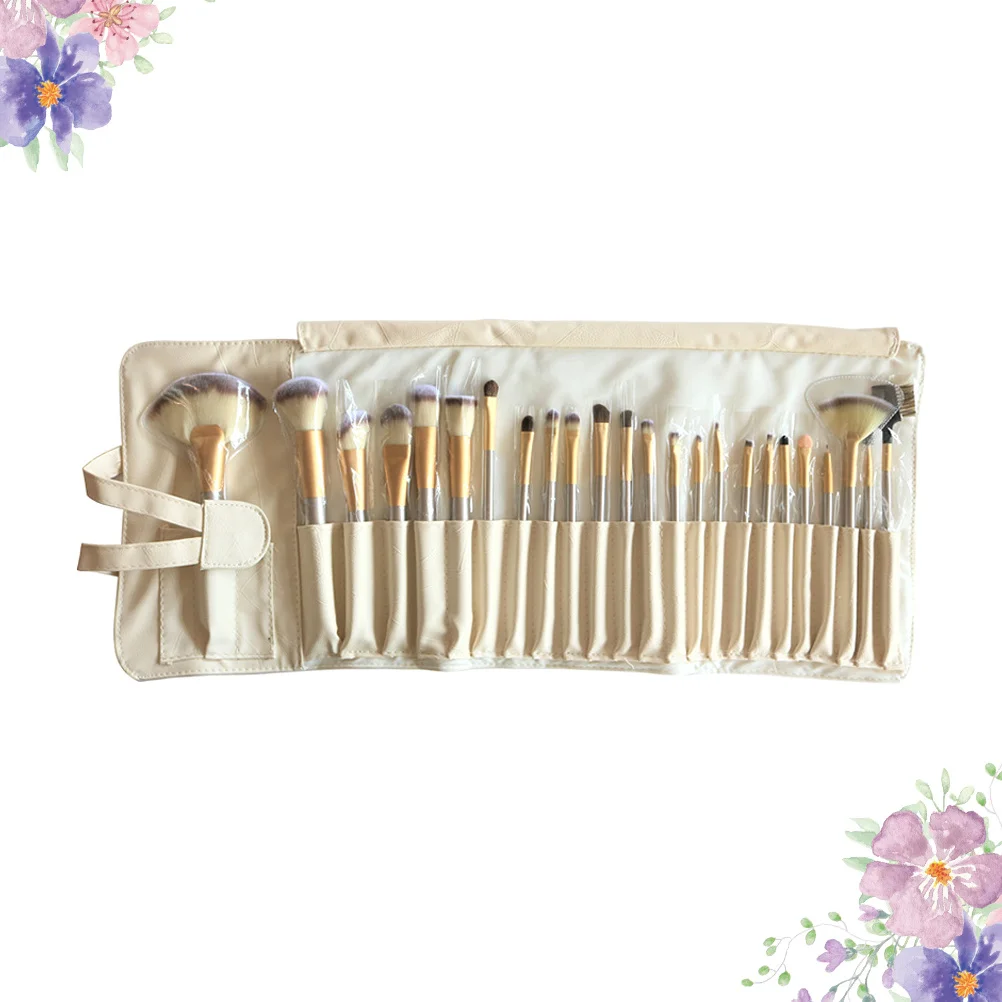24-teiliges Make-up-Pinsel-Set, professionelle Pinsel, glatter Holzgriff, tragbares Beutel-Design für das Gesichtsgrundierungsmischung