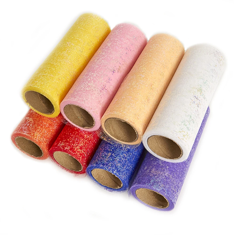 10 metri 15 cm arcobaleno sfumato tulle rotolo paillettes cristallo organza tessuto trasparente fai da te baby shower copricapo tutu gonna