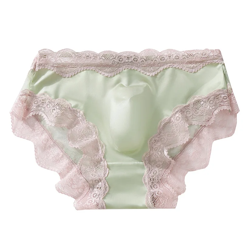 French Men Male Lace Trim Edge Breathable Airy 3D Shape High Elastic High Stretch Clothing Underpants Briefs Underwear