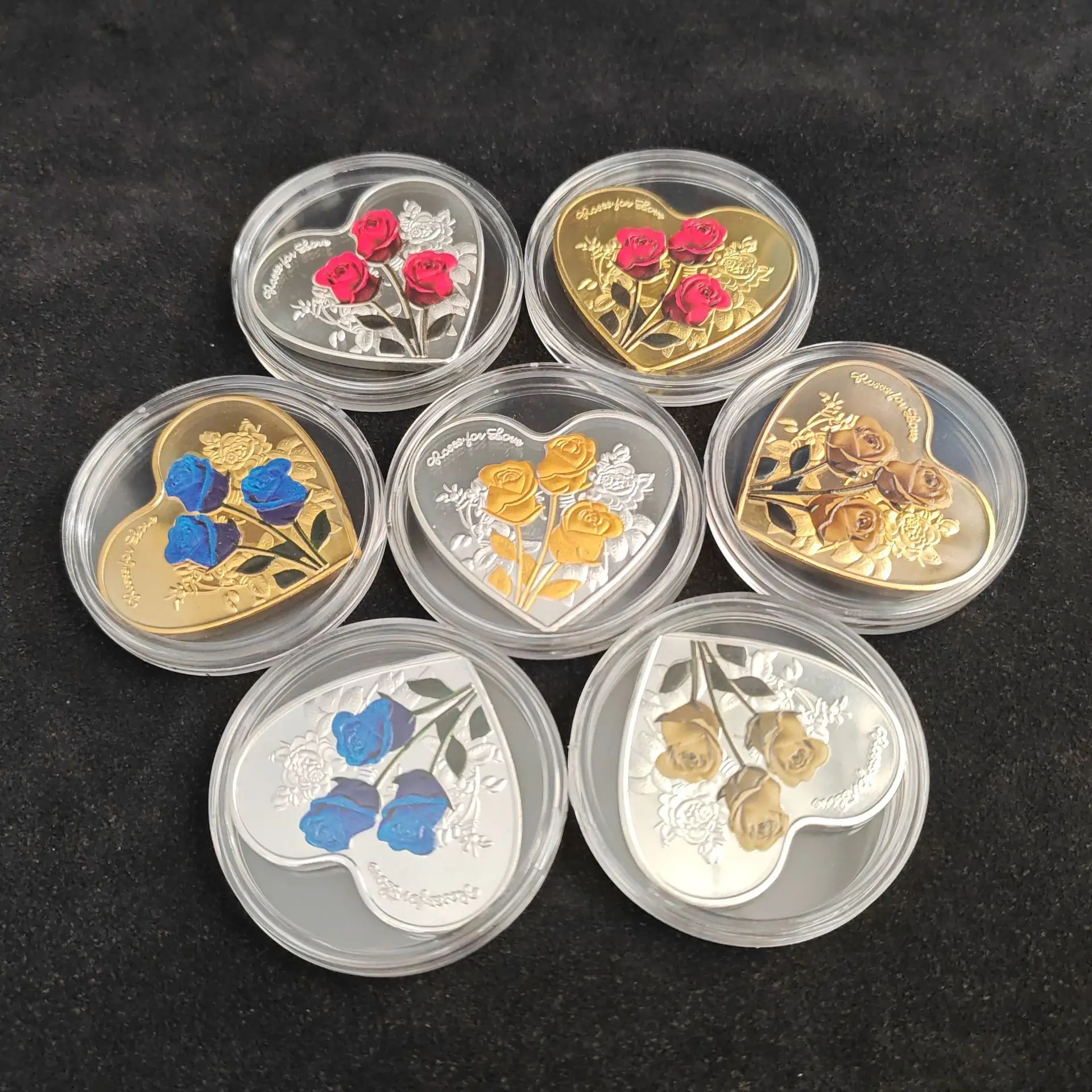 Souvenir Coin Valentine's Day Love Coin Rose Commemorative Coin Novelty Coin Love Couple Coin