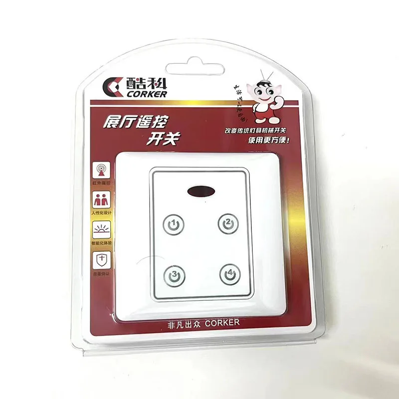 

Showroom Infrared Remote Switch Light Type 86 Remote Control Switch CORKER 4 Ways Lighting Switch Panel with Manual Control