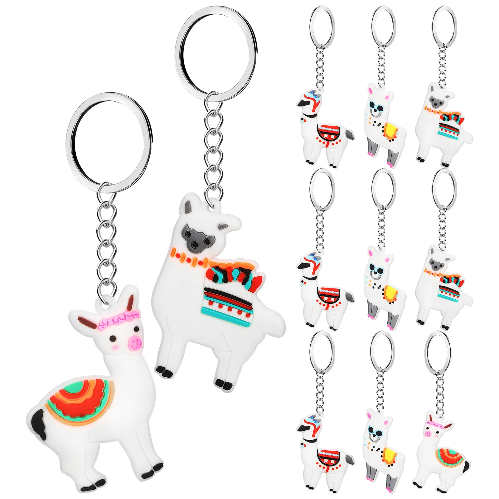 12 Pcs Alpaca Keychain Keychains for Crafts Backpack Ring Beaded Lightweight Animal Pvc Decorative Bag