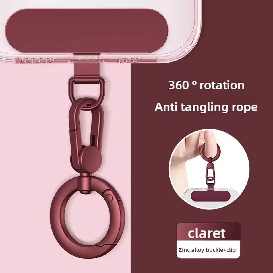 

360 ° Rotation Metal Phone Lanyard Clip Patch Ultra Thin Phone Case Hanging Rope Cellphone Anti-lost Strap Fixed Gasket