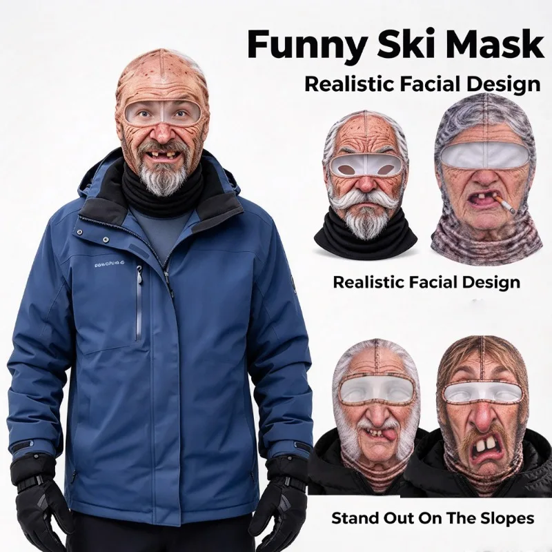 Multiple Styles Realistic Face Balaclava Funny Old Man 3D Print All Seasons Use for Ski Snowboard Outdoor Activities
