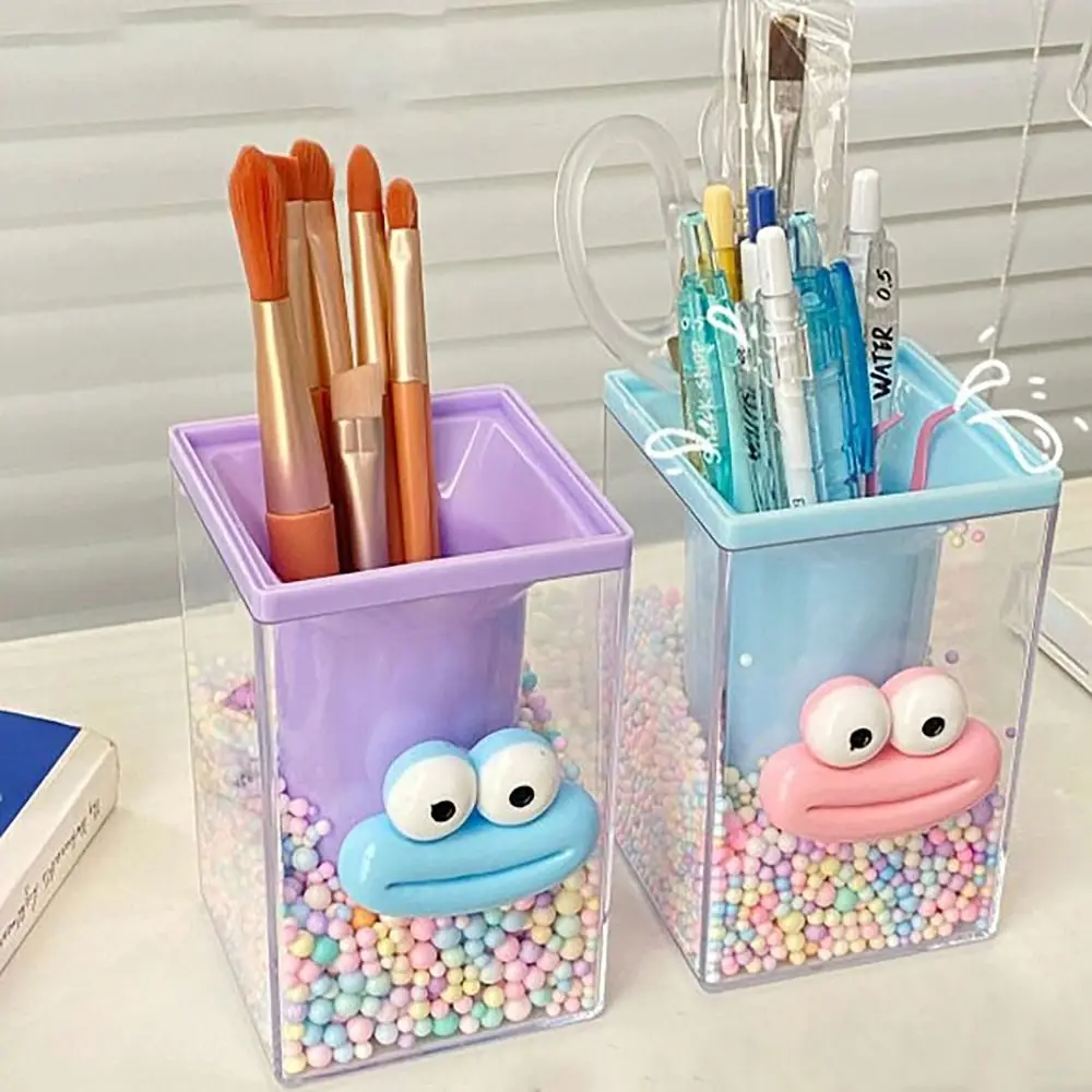 Colored Ball Sausage-shaped Lips Pen Holder Multifunctional Cartoon Makeup Brush Holder Large Capacity DIY Storage Box Desk