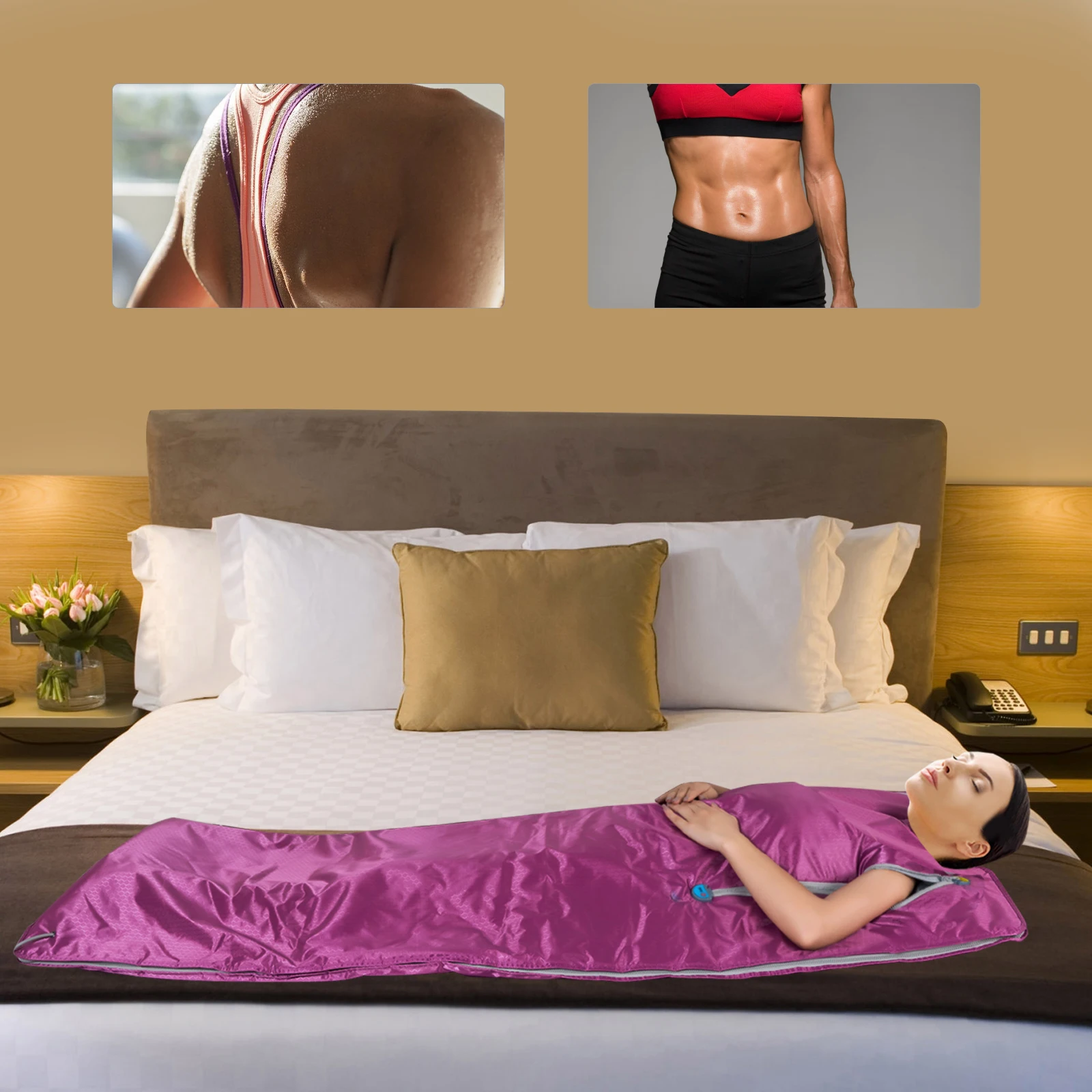 بطانية ساونا محمولة 180*80 سنتيمتر ، 650 واط 220 فولت/110 فولت قابلة للطي بطانية تدفئة الوقت كيس بخار العرق مع جهاز التحكم عن بعد للتخلص من السموم سبا الاسترخاء #5
