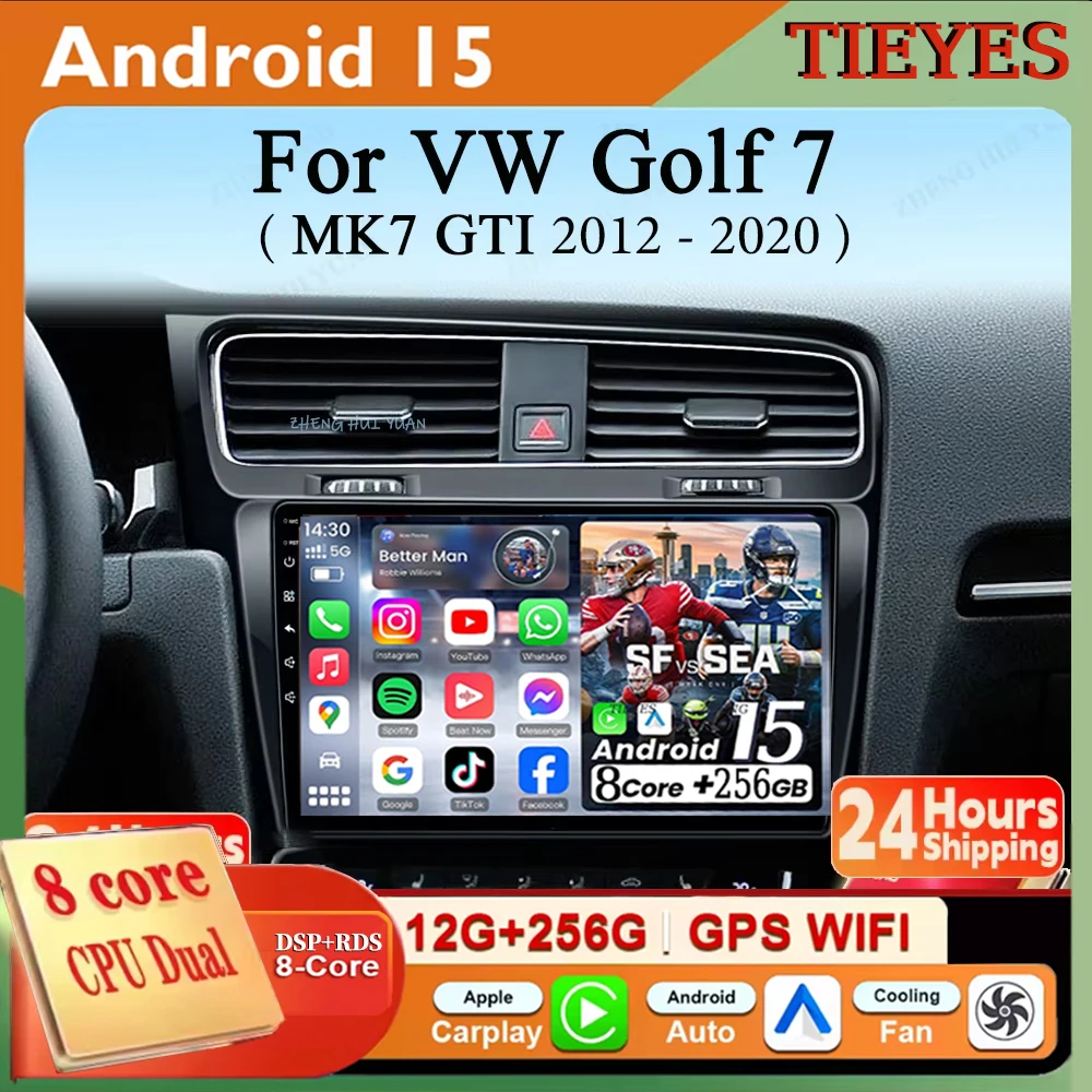 

Android 15 для Volkswagen VW Golf 7 MK7 GTI 2012-2020 Carplay Auto 2K экран автомобильный радиоприемник мультимедийный плеер WIFI 4G DSP авторадио