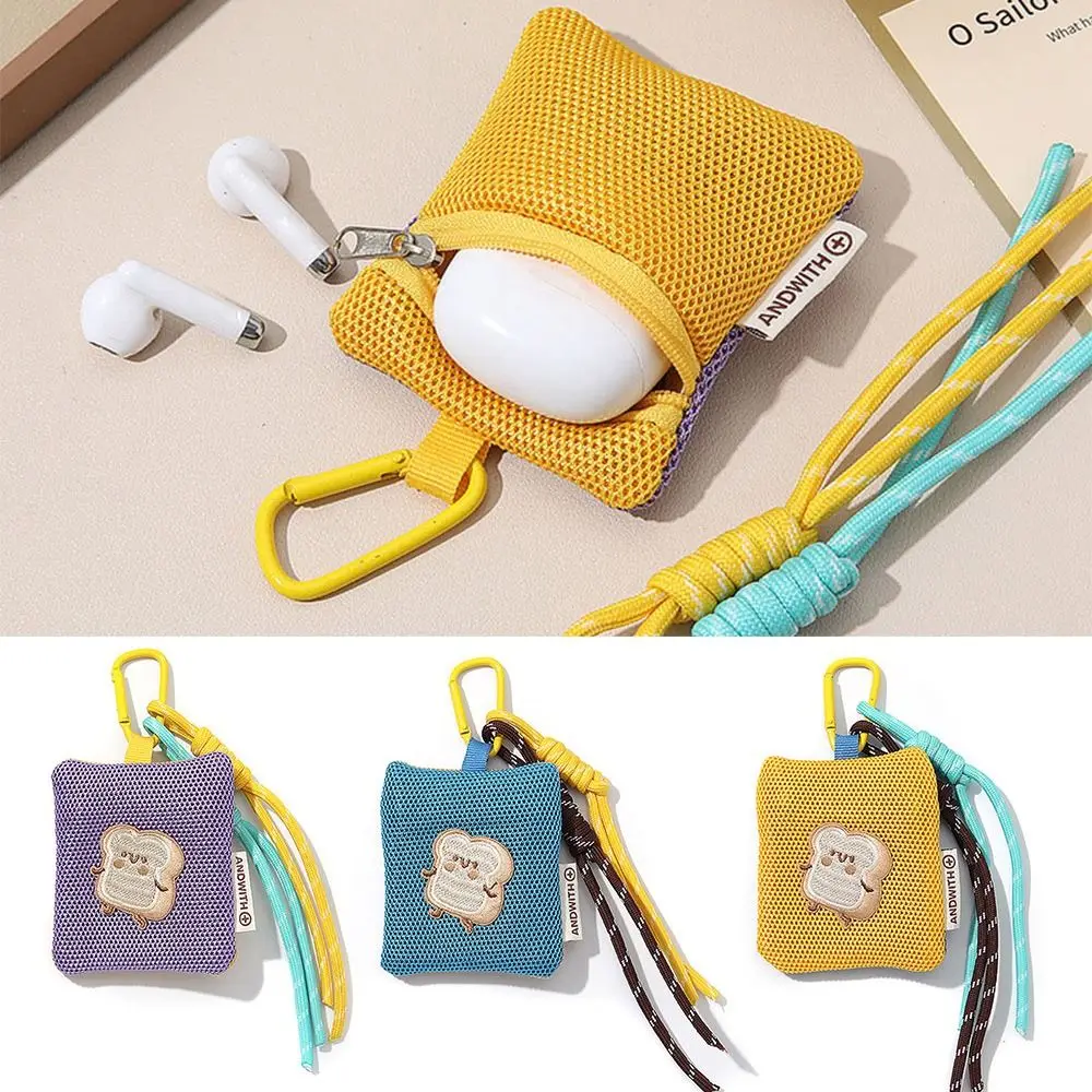 

New Design With Keyring Coin Purse Multifunctional Polyester Wallet Candy Color Shockproof Storage Bag