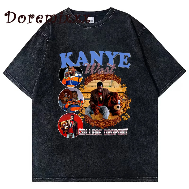 

Vintage Washed T-shirt Kanye West Hip Hop Streetwear Men Tshirt Tshirt Cotton Men Oversize Tees Harajuku Tops Oversized T Shirt