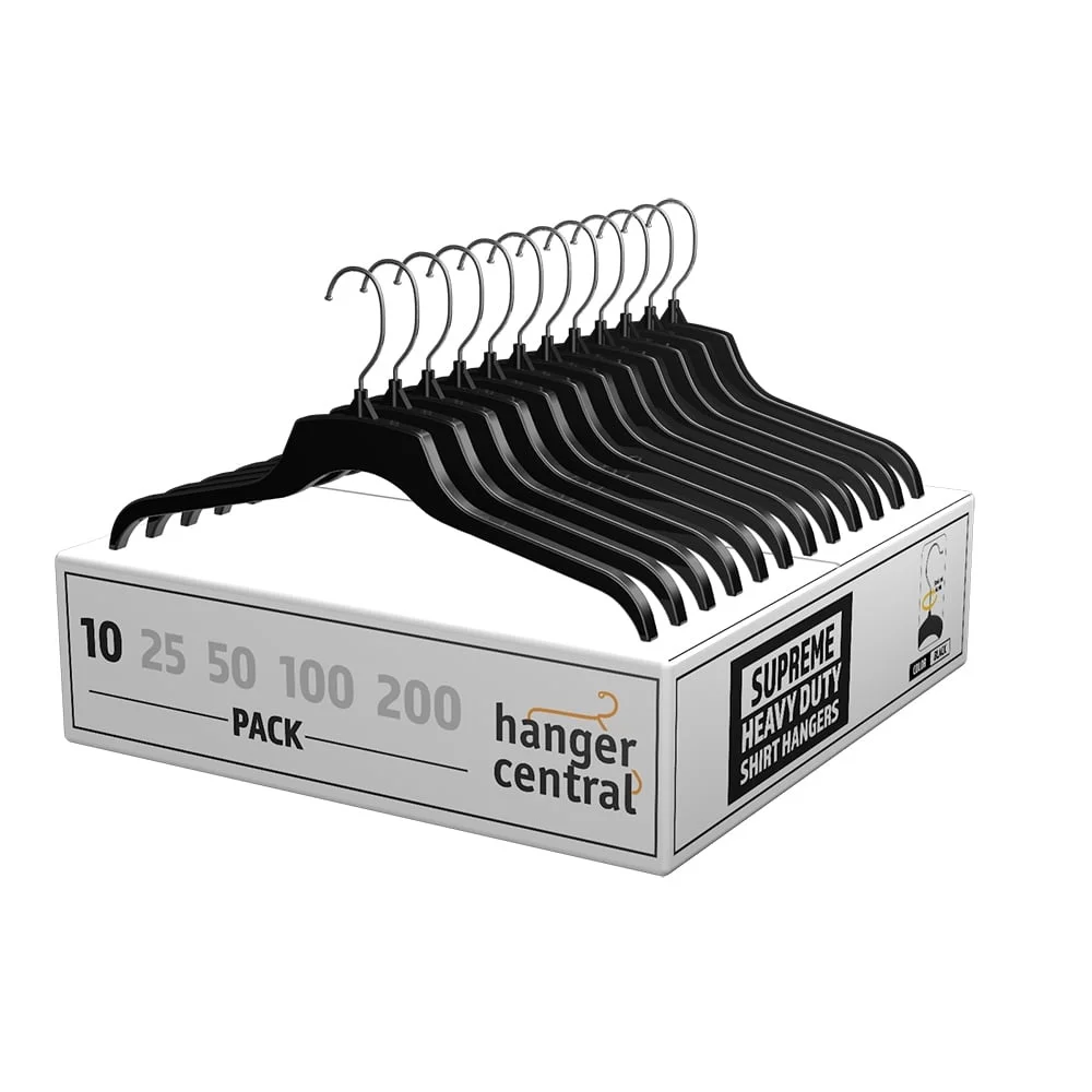 10-pack robuuste, gerecyclede plastic overhemdhedenhangers met draaibare haken, duurzaam, breukbestendig, ideale kastorganisatie