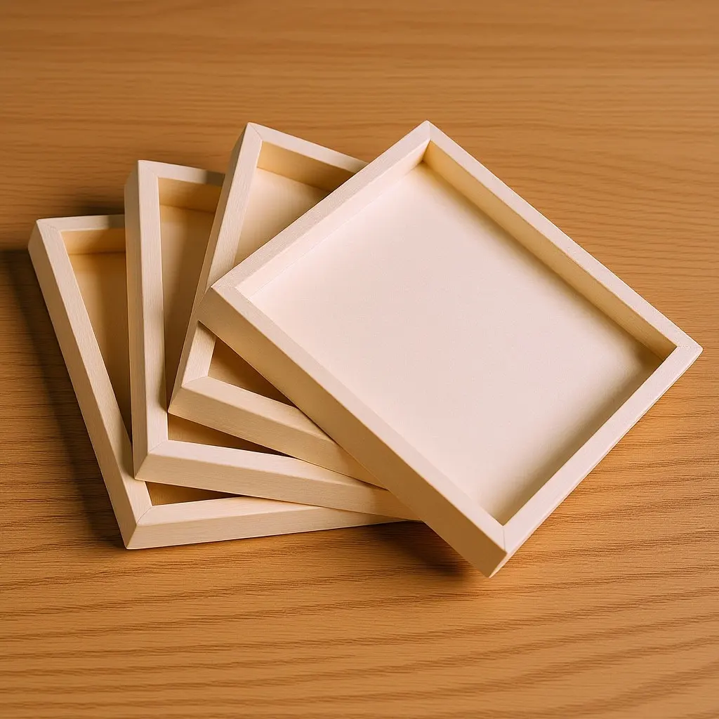 4Pcs High Grade Wood Tray Natural Unfinished Surface Ideal for 3D Puzzle Sorting Organizer and Block Storage
