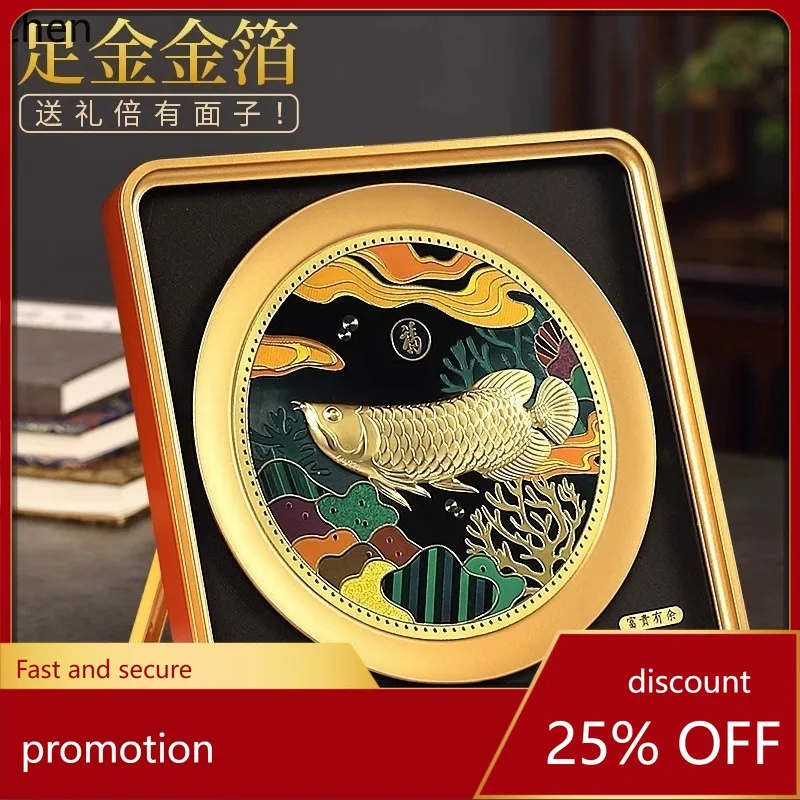 HT Gold Foil Painting Office Decoration for Housewarming, Wealth Attraction, Living Room, Entryway, Wall Decoration