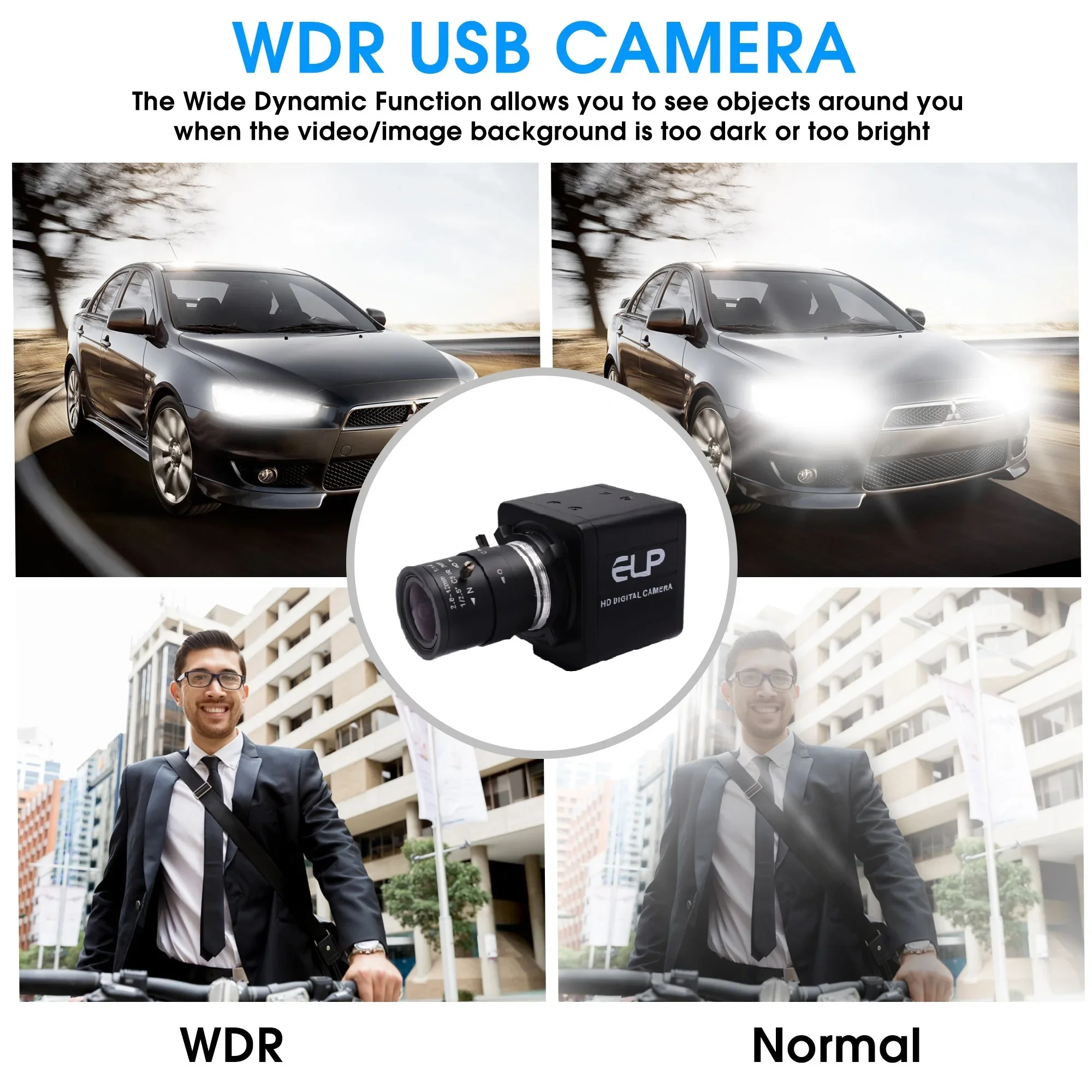 ELP 3MP WDR USB Webcam 10X Optical Zoom Webcam with 5-50mm Manual Zoom Varifocal Lens,Close Up USB Video Surveillance Camera