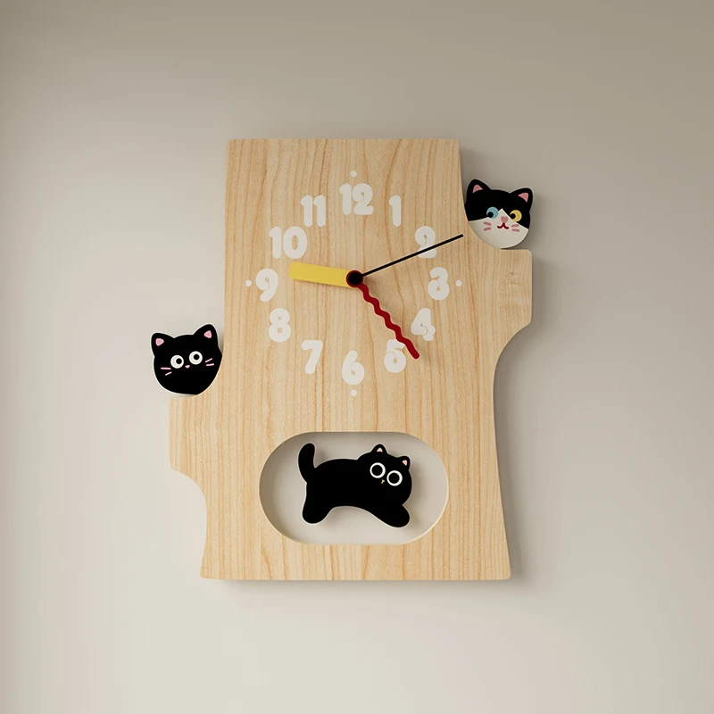 

Princess room cartoon mini wall clock cute cat clock hanging on the wall creative living room home clock