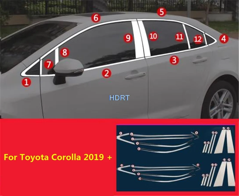 

Car Styling Window Trim Glass Molding Center Pillar Protector Decoration Accessories Exterior Sticker For Toyota Corolla 2019 +