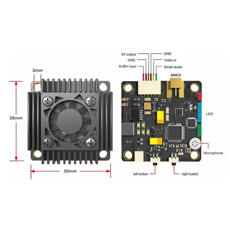 

AKK FPV VTX TX5000AC Long Range FPV Video Transmitter 96CH 5W 4.9G-6Ghz Ultra Wide Band 250/500/1000/2000/3000mW Switchable