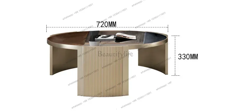 Italian Solid Wood Combination Modern Minimalist Living Room round Tea Table Set Creative Furniture