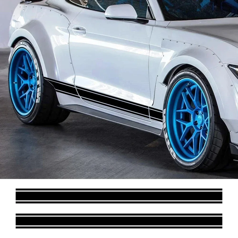 

For Fiat Alfa Audi BMW Ford Toyota Car Side Skirt Stickers Long Stripe Graphics Vinyl Film Decals Auto SUV Tuning Accessories