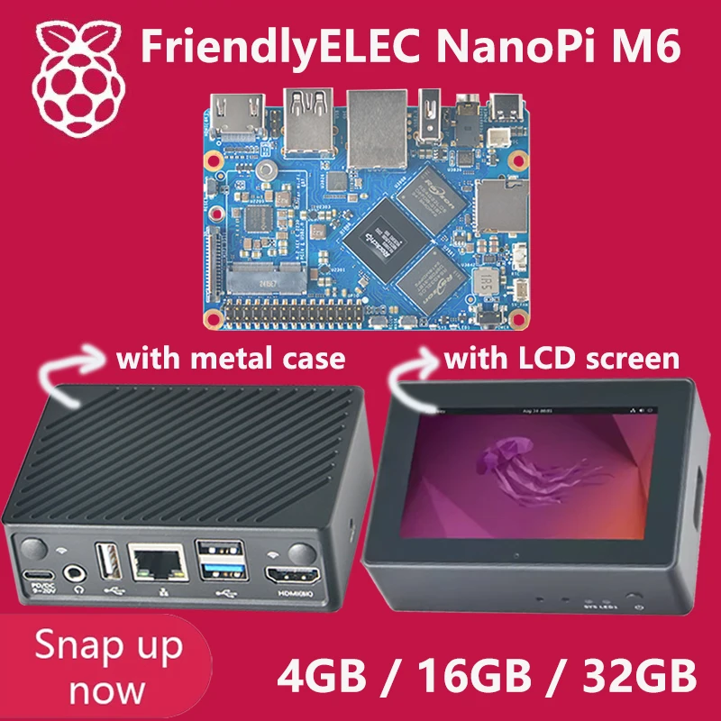 

FriendlyELEC NanoPi M6 Open-sourced Mini SBC Rockchip RK3588S Dev Boards 64bits LPDDR5 RAM Native Gigabit Ethernet Light NAS 8K