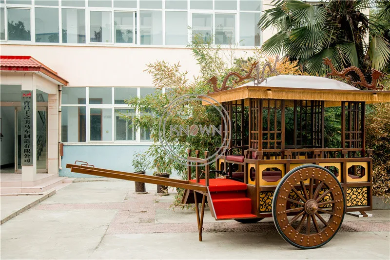 Carruaje de caballos clásico chino OEM, carro dibujado de boda antigua, carritos de caballos turísticos