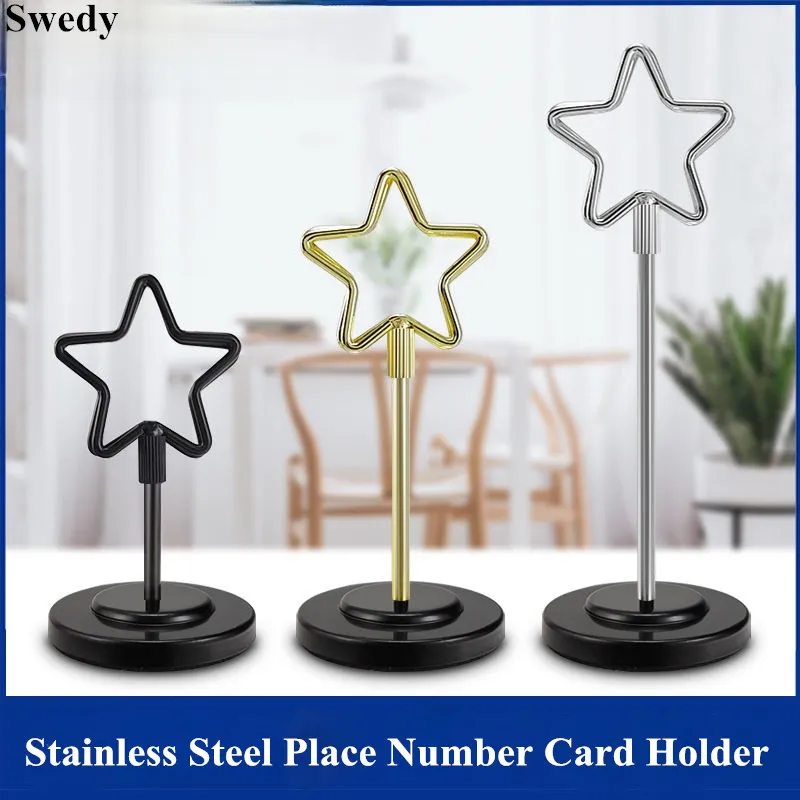 Stainless Steel Place Number Card Holder Display Stand Business Menu Paper Price Label Tags Wedding Photo Picture POP Clip