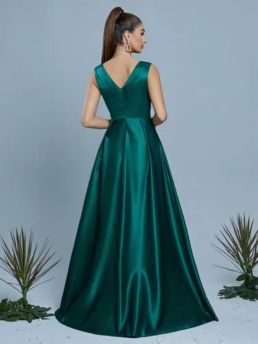 Imagen 2 del producto Falda larga teñida con abertura alta plisada con cuello Mgiacyv