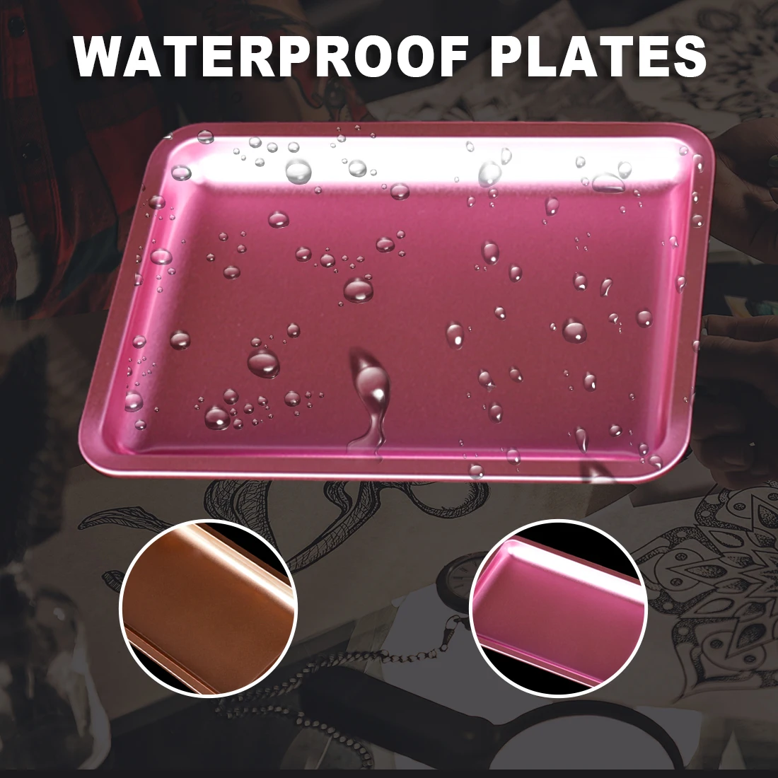 

3-цветный квадратный лоток для хранения из нержавеющей стали, лоток для инструментов для татуировки, стоматологический хирургический медицинский лоток для дизайна ногтей, коробка для размещения устройств для татуировки