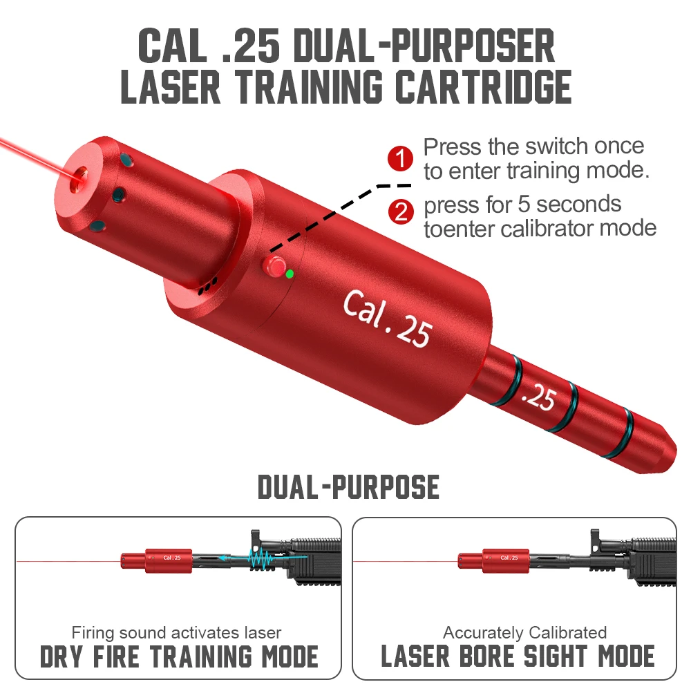 CAL.25 dual-purpose magnetic suction laser training bullet, red dot laser training bullet, dry powder laser training bullet