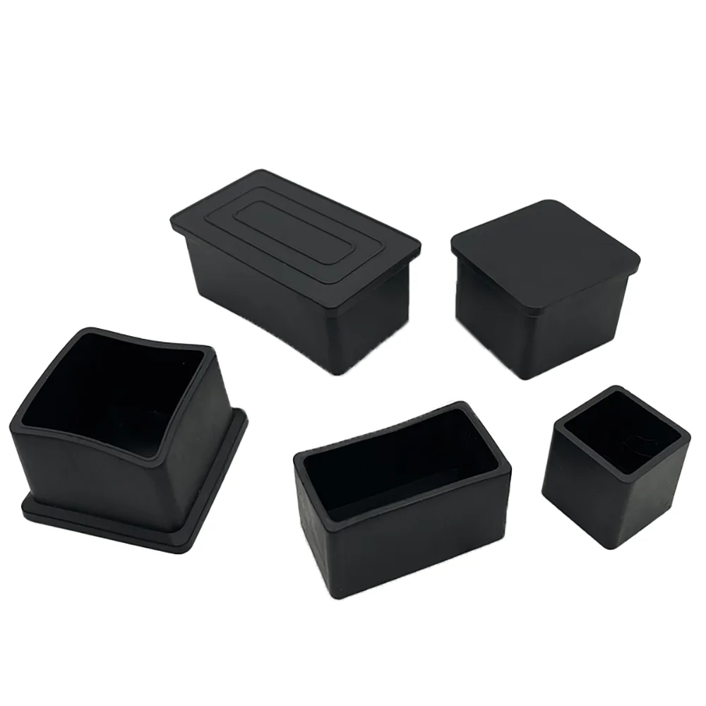 4/6/8pcs Square Chair Legs Caps Rubber Rectangle Table Foot Cover Pipe Plugs Dust Cover Socks Floor Protector Furniture Leveling