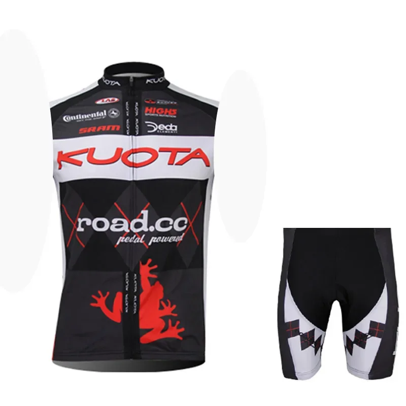 2025 Kuota Pro Team ملابس رياضية خارجية بدون أكمام لركوب الدراجات قابلة للتنفس ملابس مريلة شورت لركوب الدراجات جيرسي