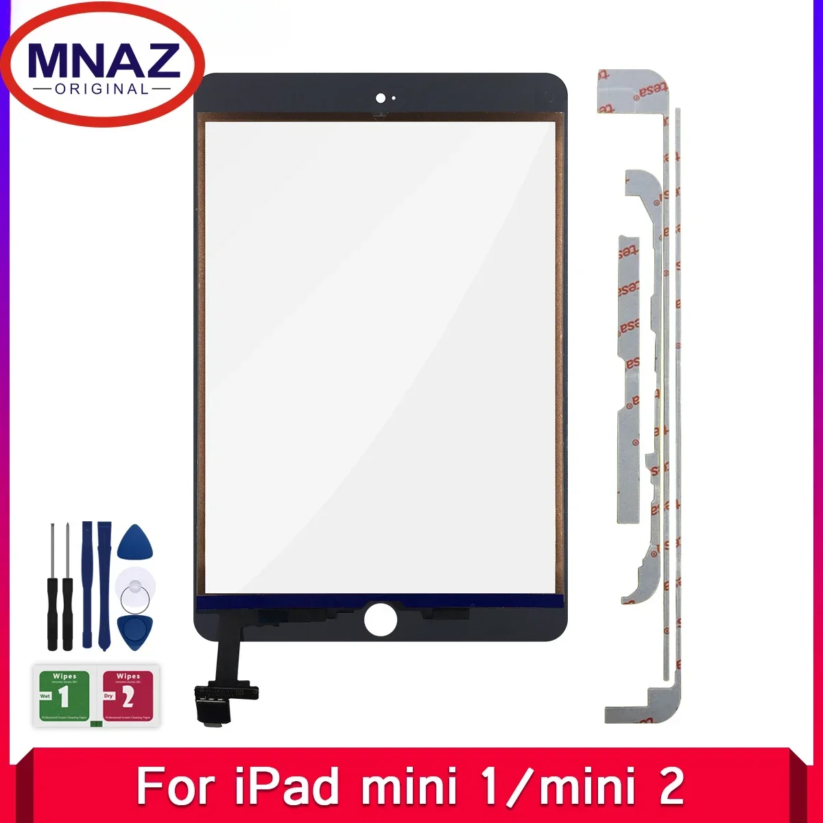 Pantalla táctil para IPad Mini 1, Mini 2, A1432, A1454, A1455, A1489, A1490, A149, Sensor digitalizador de pantalla táctil + Chip IC