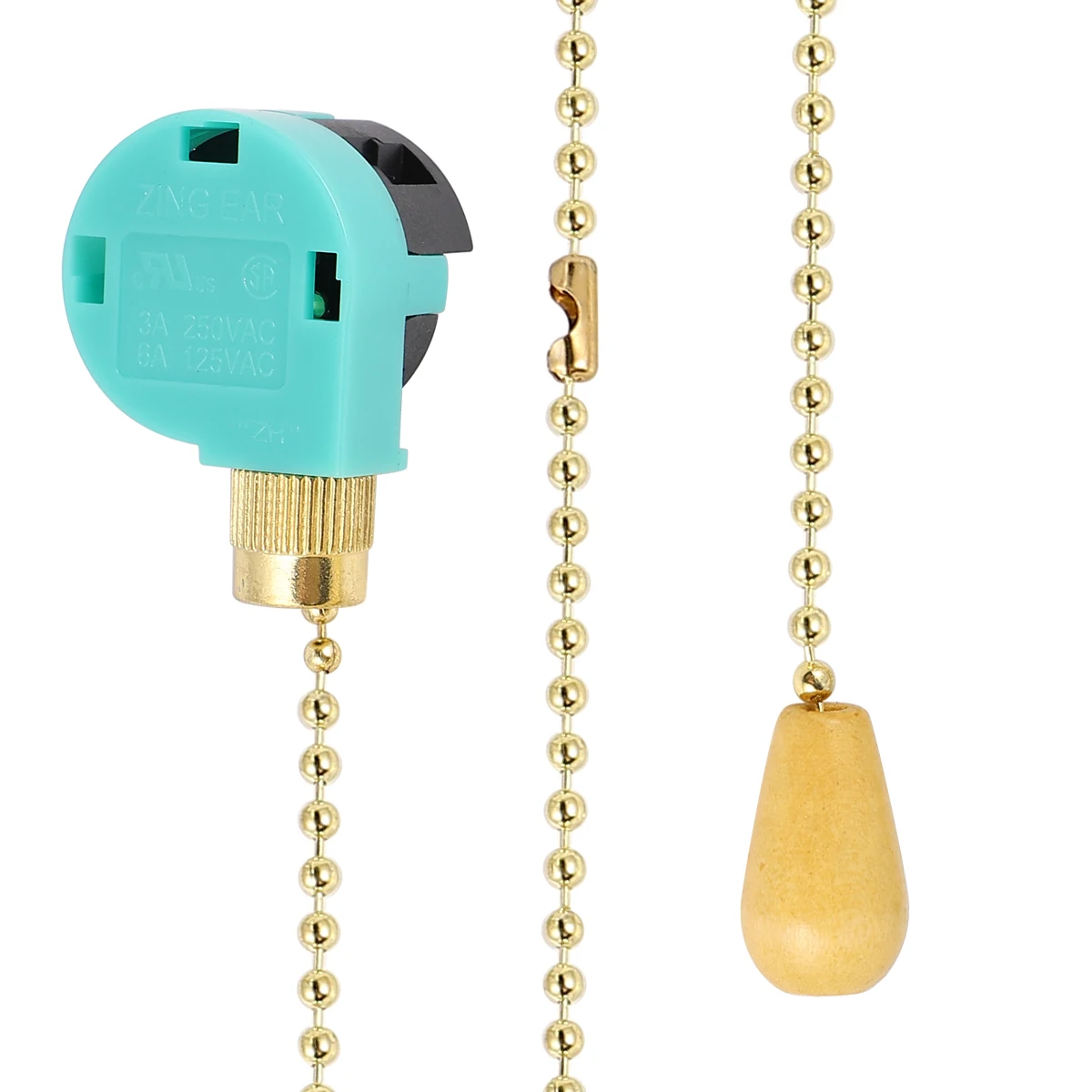 

Chain Rope Switch Pull-chain On-off Lighting Wire Green Metal 3 Gears Fan Ceiling Light Fixtures Replacement Durable Home Use