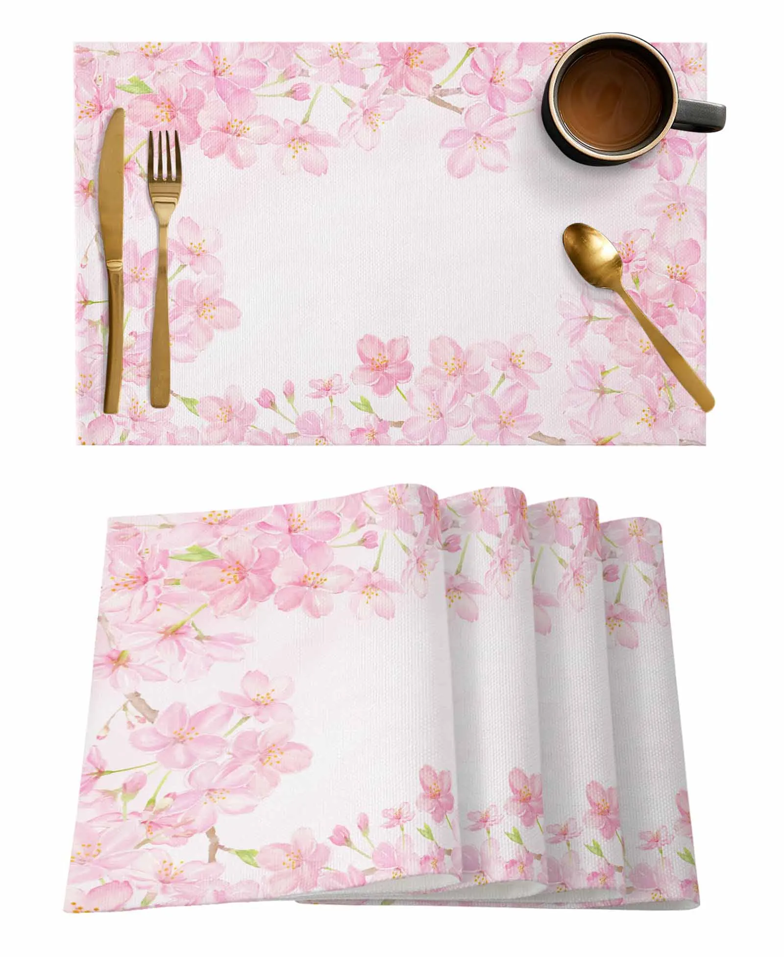 Watercolor Cherry Blossom Table Runner Wedding Decor Table Runner Home Dining Coffee Table Decor Tablecloth